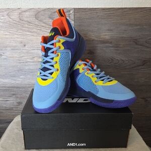 AND1 Vibrant Blue and Yellow Sneakers with Purple Highlights